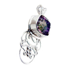 Mystic Quartz Statement Mexican 92.5 Silver Solitaire Carolina Rope-Wire multicolor Pendant Jewellery