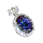Mystic Quartz Statement American 925 Silver Solitaire Noelia Rope-Wire multicolor Pendant Jewelry