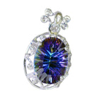 Mystic Quartz Statement American 925 Silver Solitaire Noelia Rope-Wire multicolor Pendant Jewelry