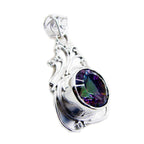 Mystic Quartz Statement American Silver Solitaire multicolor Pendant