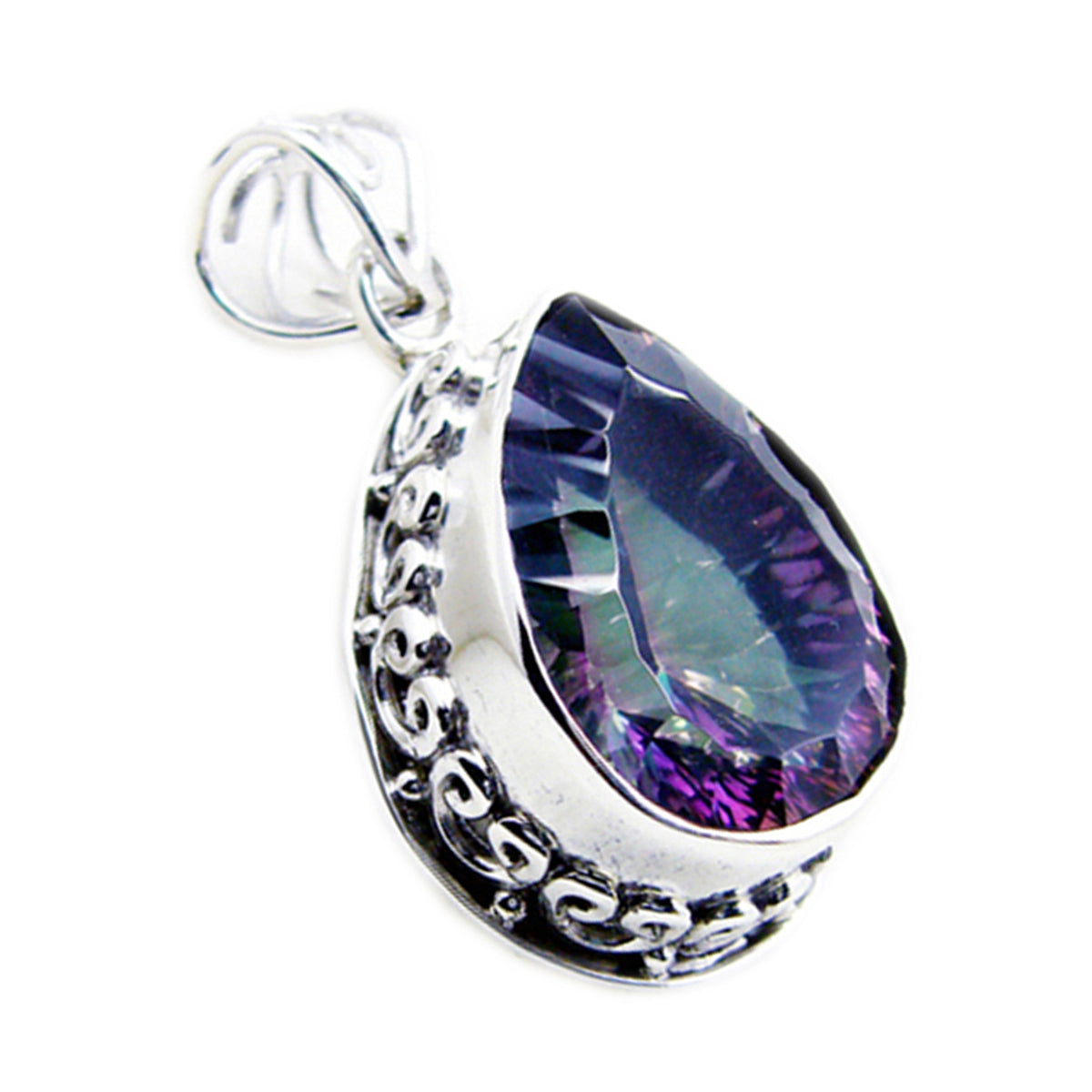 Mystic Quartz Statement Russian 925 Silver Solitaire multicolor Pendant