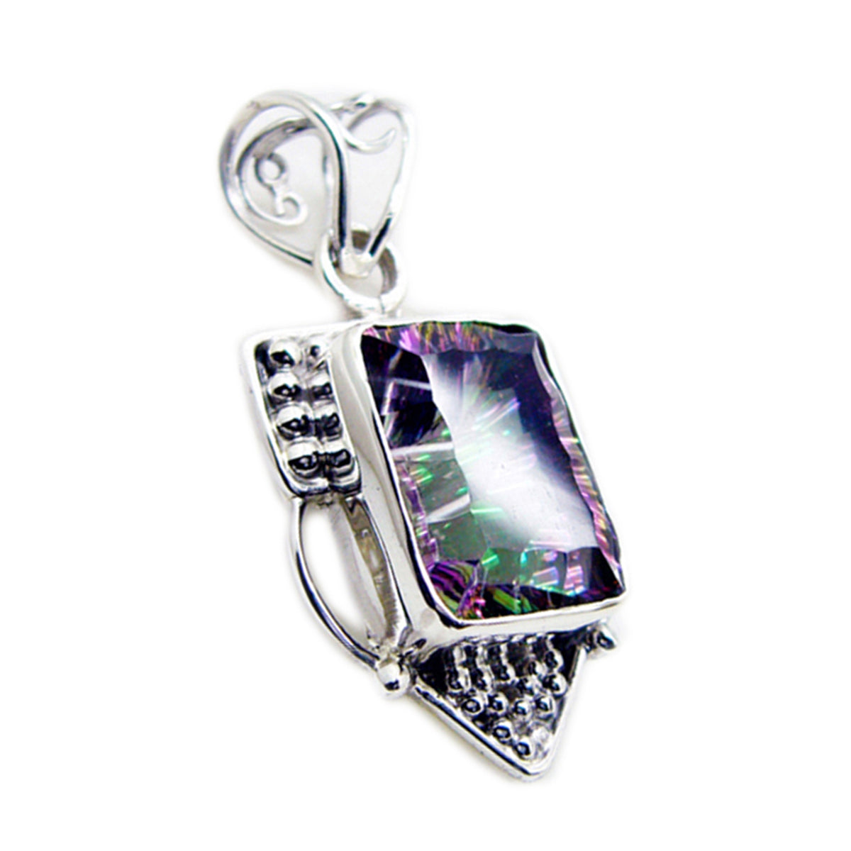 Mystic Quartz Statement Russian Silver Solitaire multicolor Pendant Главное изображение товара