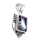 Mystic Quartz Statement Russian Silver Solitaire Laura Rope-Wire multicolor Pendant Jewelry