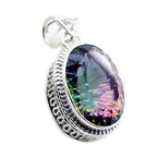Mystic Quartz Statement Egyptian Silver Solitaire multicolor Pendant