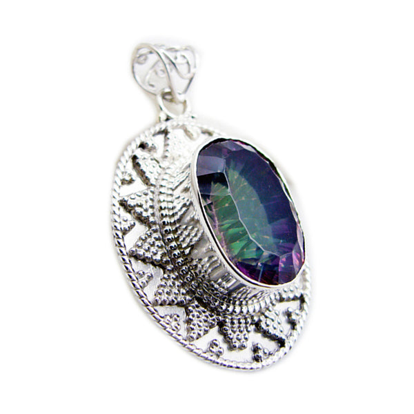 Mystic Quartz Statement Mexican 92.5 Silver Solitaire multicolor Pendant