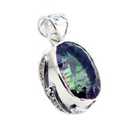 Mystic Quartz Statement Moroccan 925 Silver Solitaire multicolor Pendant