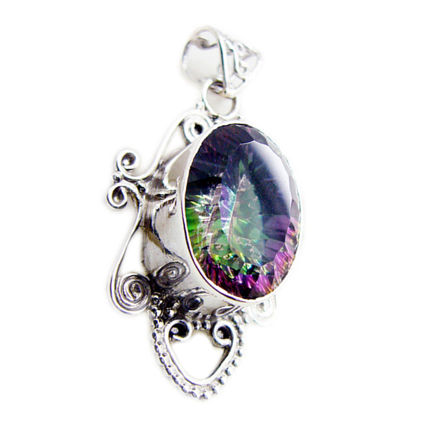 Mystic Quartz Statement Egyptian 92.5 Silver Solitaire Renata Rope-Wire multicolor Pendant Jewellery