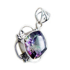 Mystic Quartz Statement Latin American Silver Solitaire Cecilia Rope-Wire multicolor Pendant Jewelry