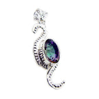 Mystic Quartz Statement Moroccan Sterling Silver Solitaire multicolor Pendant