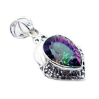 Mystic Quartz Statement Moroccan 92.5 Silver Solitaire Ida Rope-Wire multicolor Pendant Jewellery