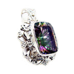 Mystic Quartz Statement Moroccan Sterling Silver Solitaire multicolor Pendant