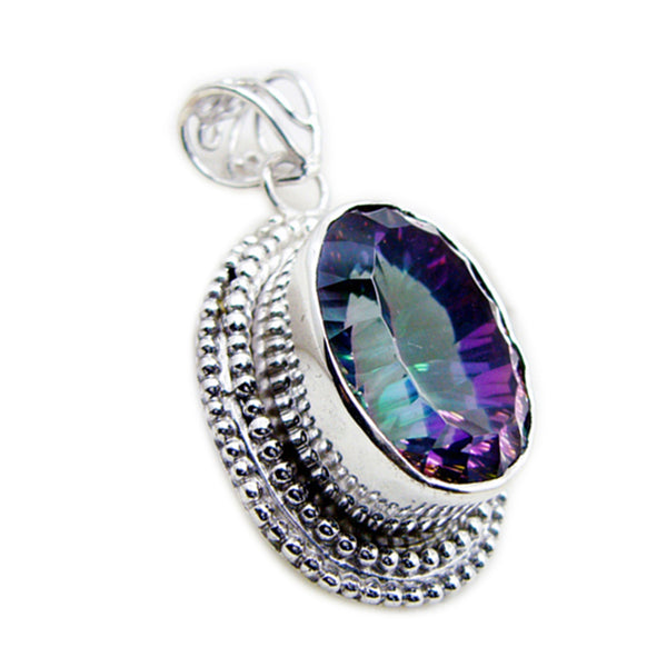 Mystic Quartz Statement Turkish 92.5 Silver Solitaire multicolor Pendant