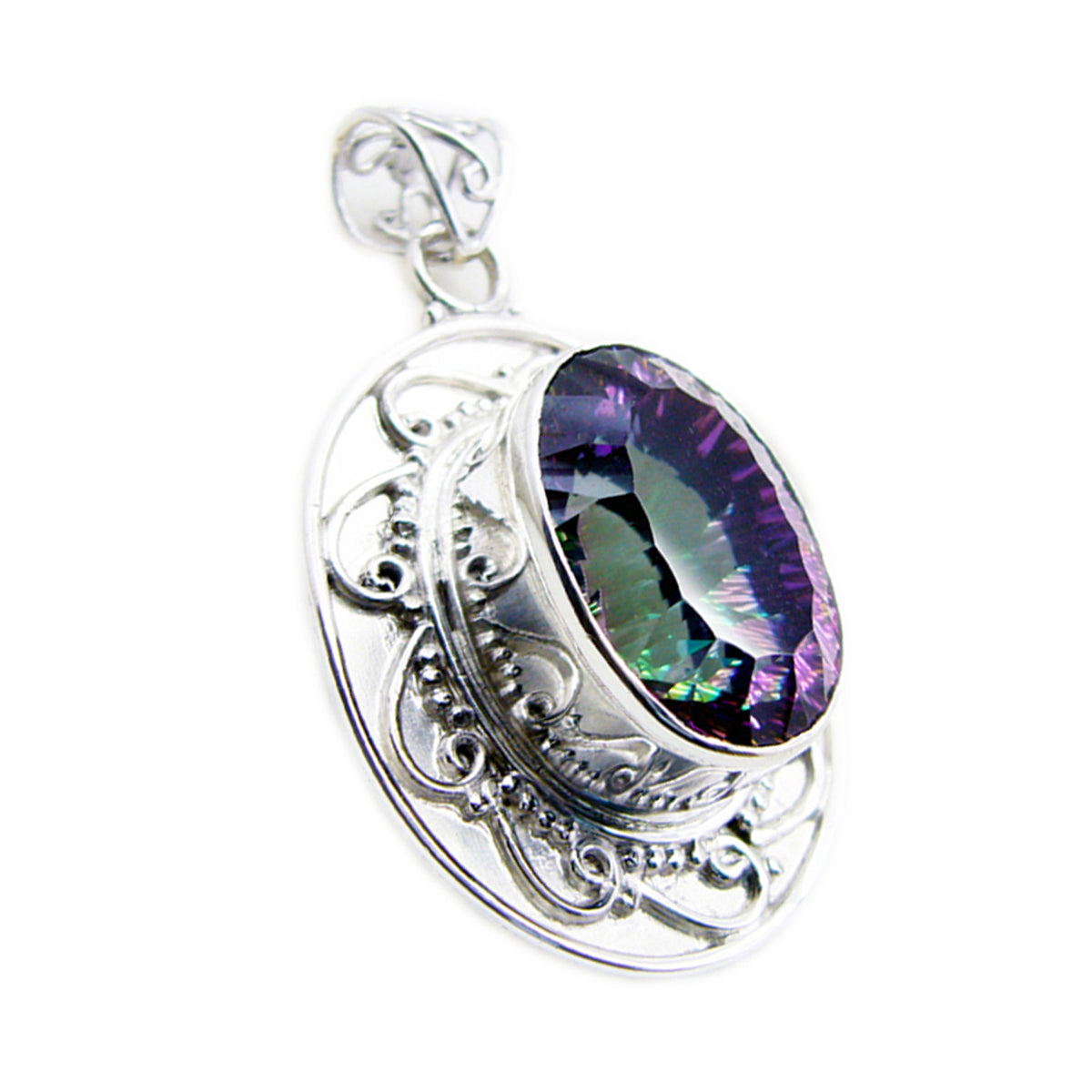 Mystic Quartz Statement American Silver Solitaire multicolor Pendant Huvudsaklig produktbild