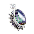 Mystic Quartz Statement Latin American 925 Silver Solitaire multicolor Pendant
