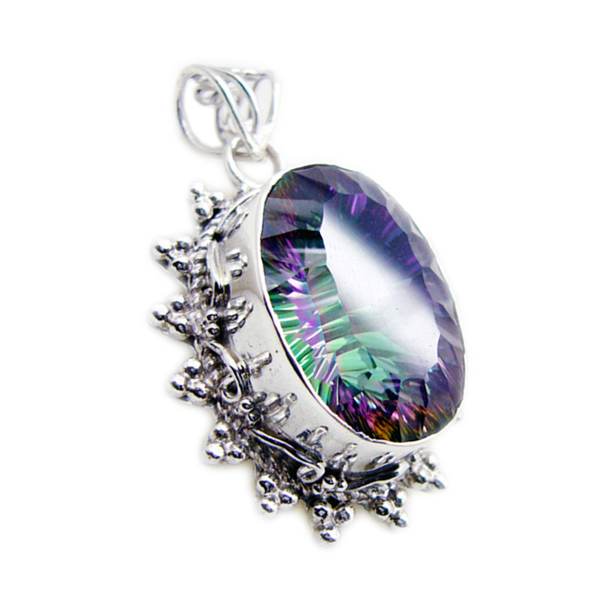Mystic Quartz Statement Latin American 925 Silver Solitaire multicolor Pendant