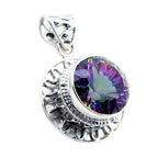 Mystic Quartz Statement Latin American 925 Silver Solitaire multicolor Pendant