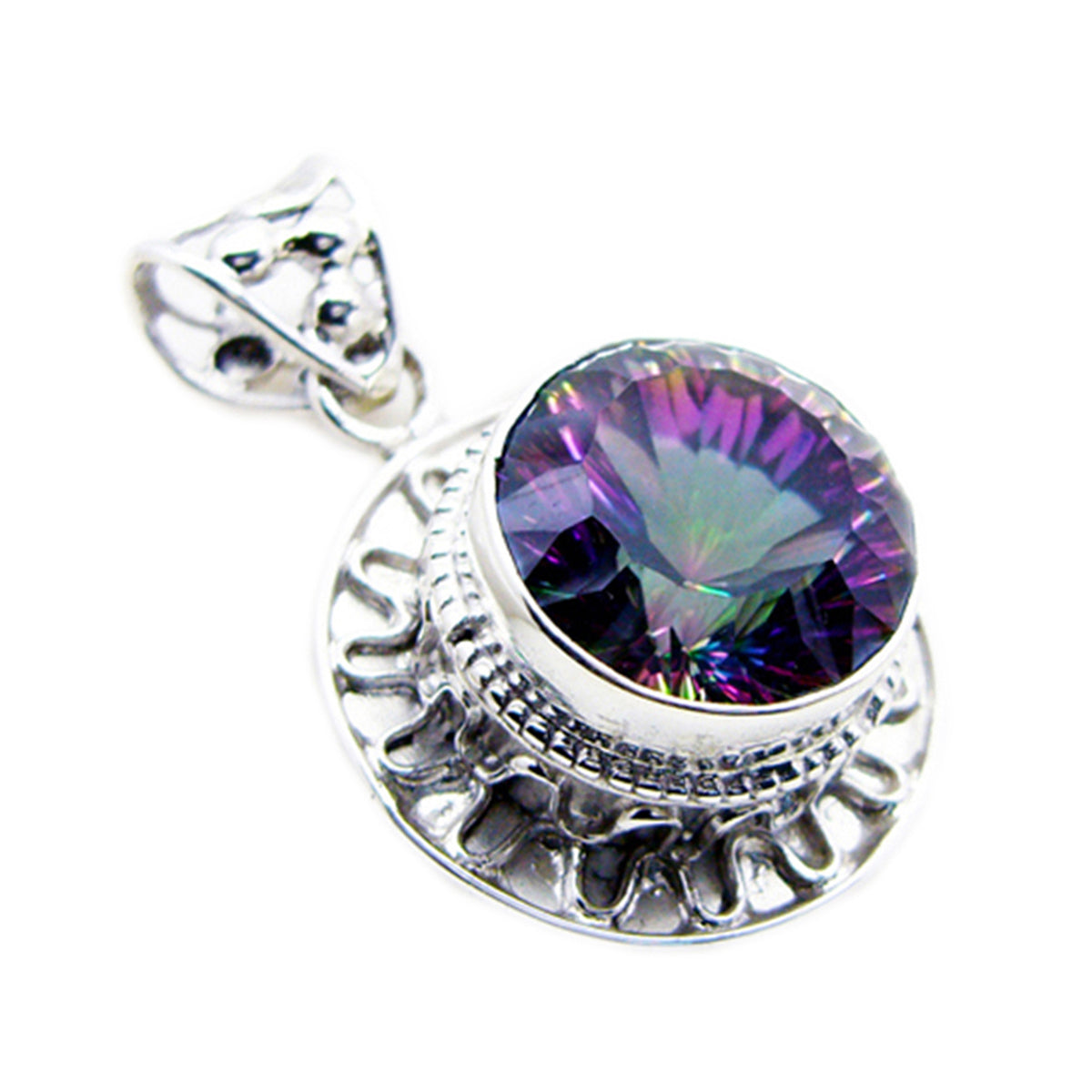 Mystic Quartz Statement Latinamerikanskt 925 Silver Solitaire Freya Rep-Tråd Flerfärgat Hänge Smycken Sekundär produktbild