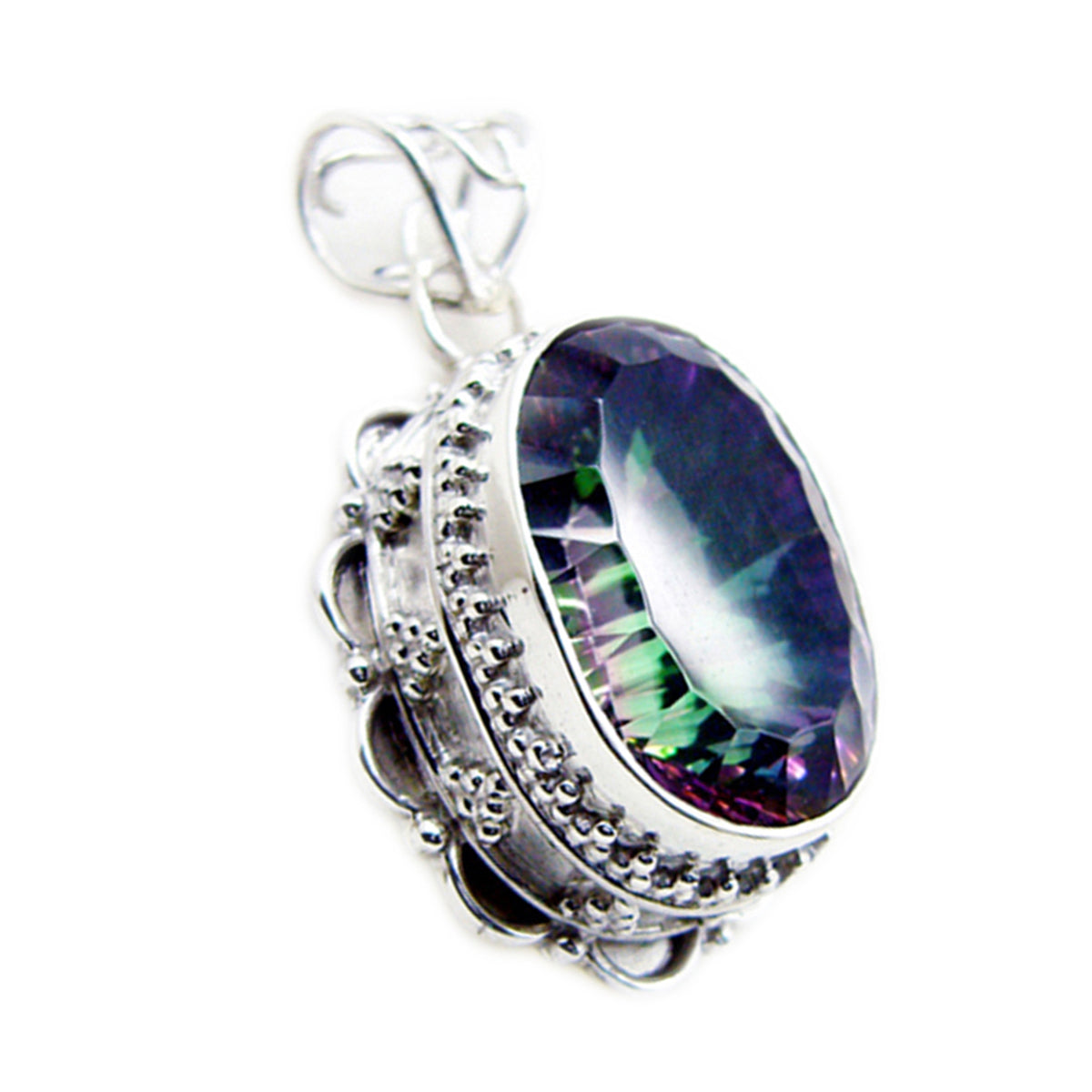 Mystic Quartz Statement Latin American Sterling Silver Solitaire multicolor Pendant Main image
