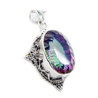 Mystic Quartz Statement Mexican 92.5 Silver Solitaire multicolor Pendant