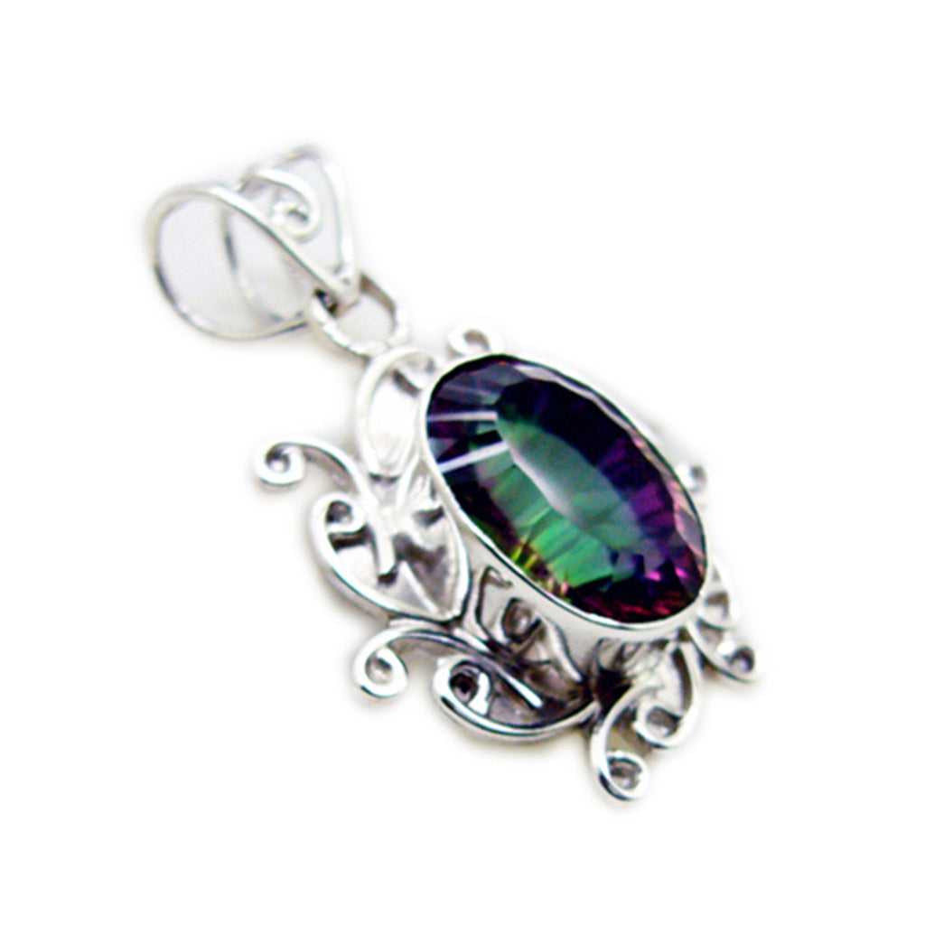 Mystic Quartz Statement Egyptian 92.5 Silver Solitaire Clara Rope-Wire multicolor Pendant Jewellery