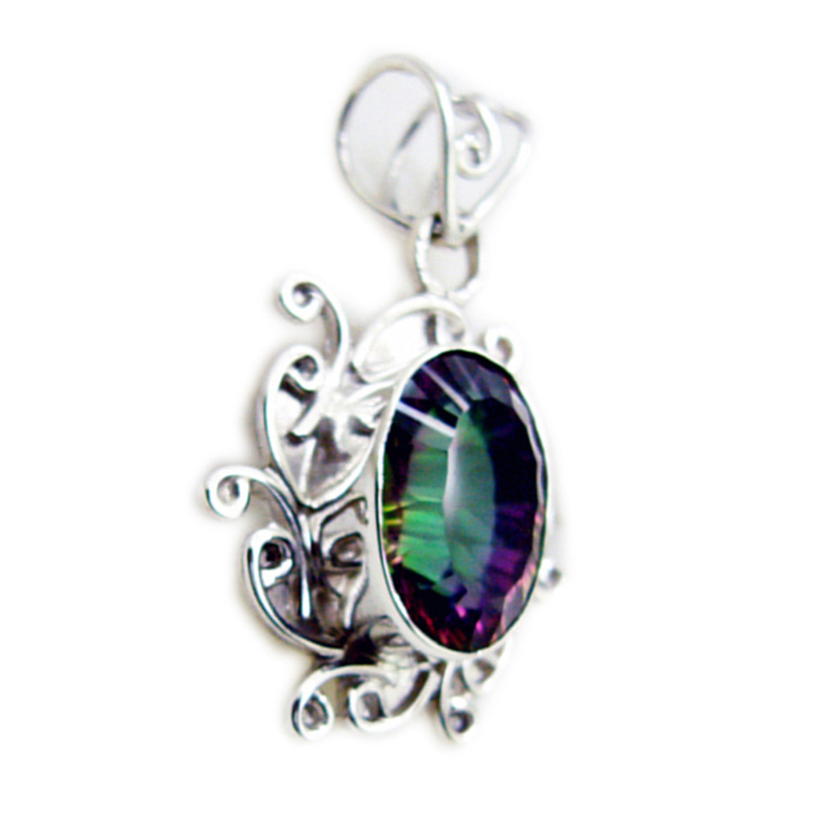 Mystic Quartz Statement Egyptian 92.5 Silver Solitaire Clara Rope-Wire multicolor Pendant Jewellery