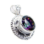 Mystic Quartz Statement Russian 92.5 Silver Solitaire multicolor Pendant