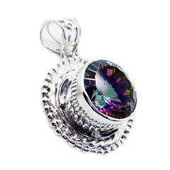 Mystic Quartz Statement Russian 92.5 Silver Solitaire multicolor Pendant
