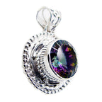 Mystic Quartz Statement Russian 92.5 Silver Solitaire Genesis Rope-Wire multicolor Pendant Jewellery