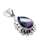 Mystic Quartz Statement Turkish Sterling Silver Solitaire Inès Rope-Wire multicolor Pendant Jewellery