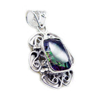 Mystic Quartz Statement Turkish 92.5 Silver Solitaire multicolor Pendant
