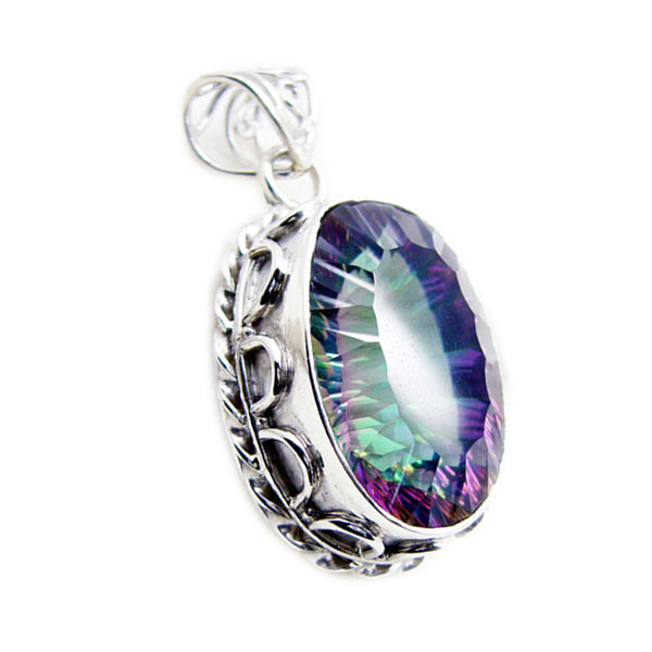 Mystic Quartz Statement Turkish Silver Solitaire multicolor Pendant