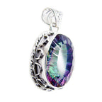 Mystic Quartz Statement Turkish Silver Solitaire Eleanor Rope-Wire multicolor Pendant Jewelry