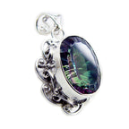 Mystic Quartz Statement American Sterling Silver Solitaire multicolor Pendant