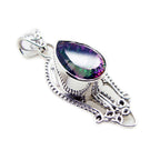 Mystic Quartz Statement American 925 Silver Solitaire Isabel Rope-Wire multicolor Pendant Jewelry