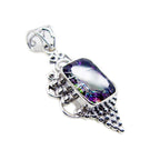 Mystic Quartz Statement American Silver Solitaire Lili Rope-Wire multicolor Pendant Jewelry