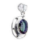 Mystic Quartz Statement Latin American 92.5 Silver Solitaire Ella Rope-Wire multicolor Pendant Jewellery