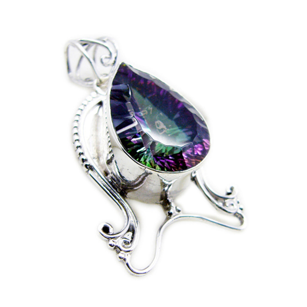 Mystic Quartz Statement Mexican 92.5 Silver Solitaire multicolor Pendant