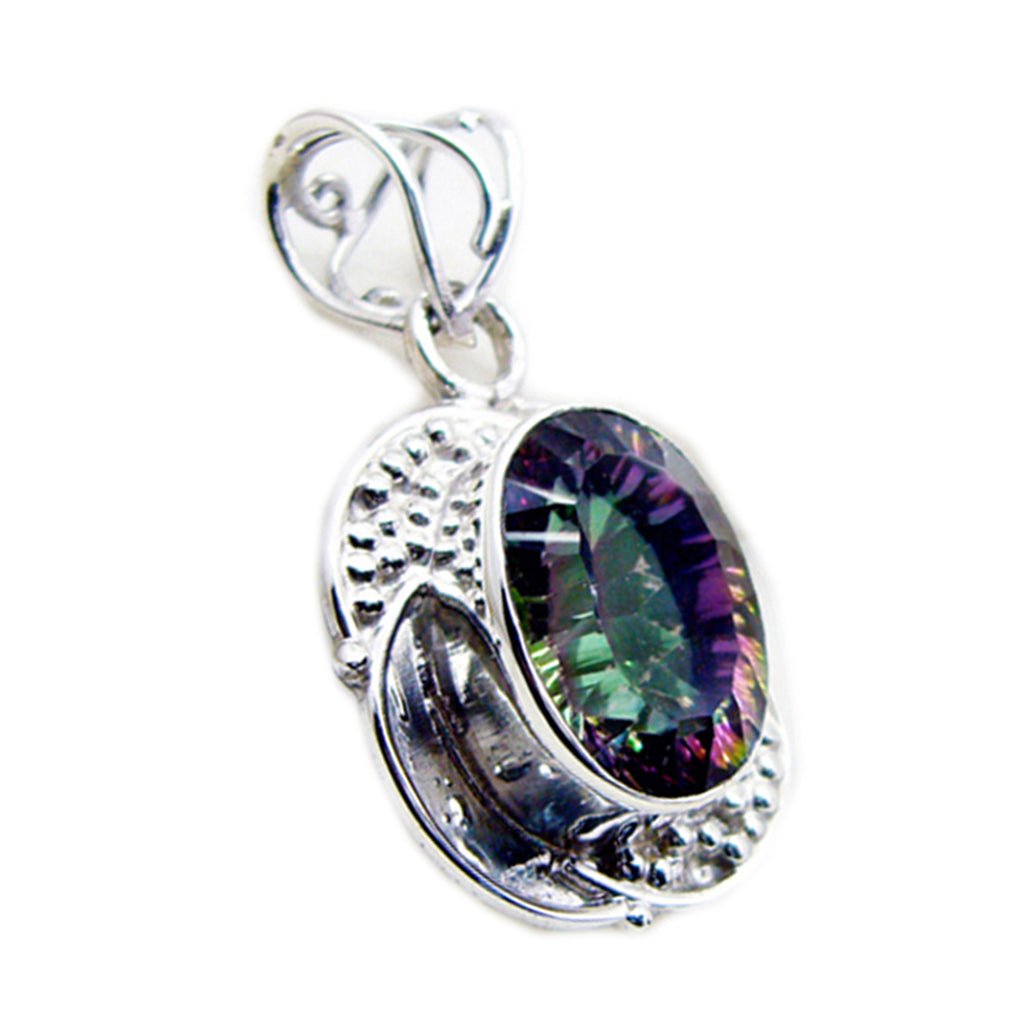 Mystic Quartz Statement Russian Silver Solitaire multicolor Pendant