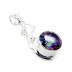 Mystic Quartz Statement Turkish 925 Silver Solitaire Greta Rope-Wire multicolor Pendant Jewelry