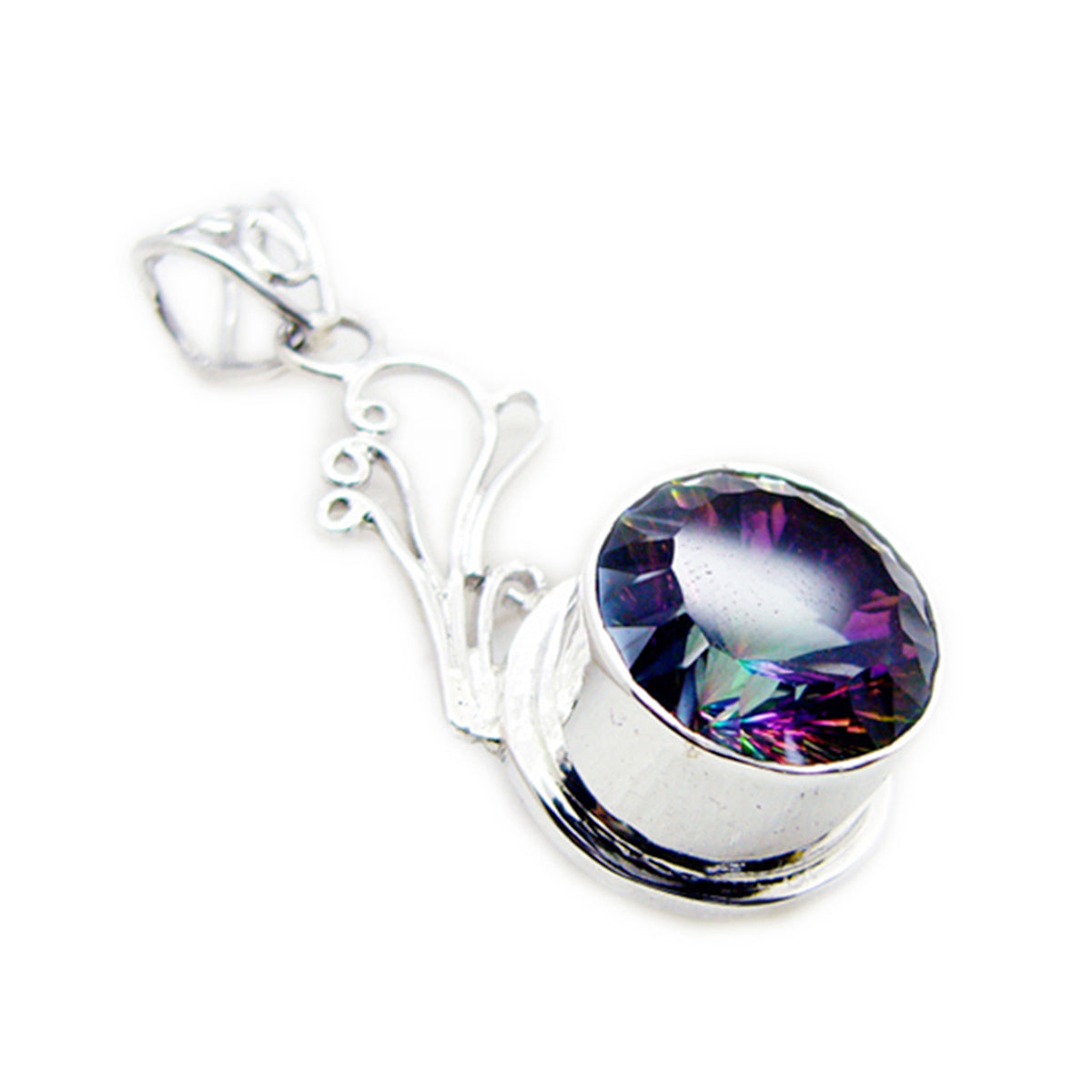 Mystic Quartz Statement Turkish 925 Silver Solitaire Greta Rope-Wire multicolor Pendant Jewelry