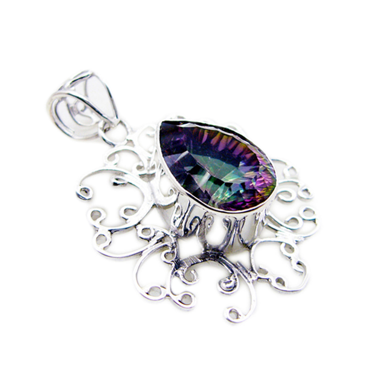 Mystic Quartz Statement Latin American Silver Solitaire Isabelle Rope-Wire multicolor Pendant Jewelry Второстепенное изображение товара