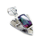 Mystic Quartz Statement Latin American 925 Silver Solitaire Lucia Rope-Wire multicolor Pendant Jewelry