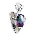 Mystic Quartz Statement Latin American 925 Silver Solitaire Lucia Rope-Wire multicolor Pendant Jewelry