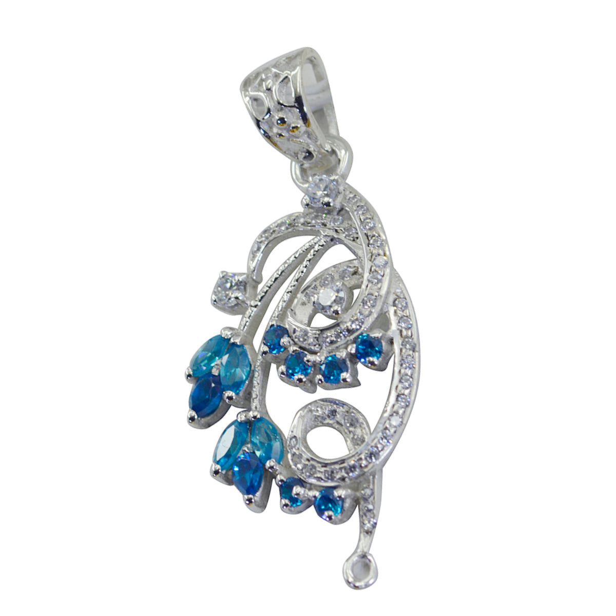 Colgante femenino multicolor Alejandra de plata australiana 925 con múltiples piedras y ligero diseño de pluma. Imagen secundaria del producto