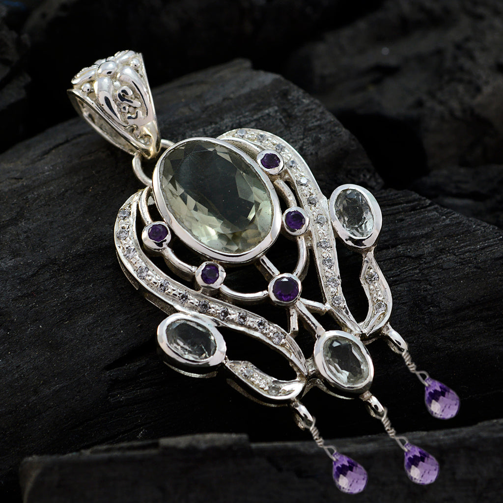 Multi Stone Essential African Sterling Silver multiple Leah valentine multicolor Pendant Jewellery