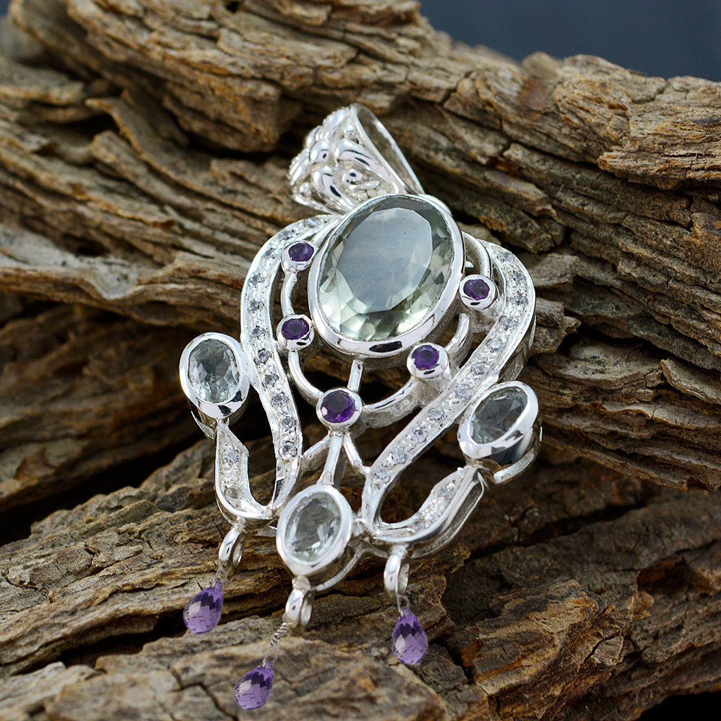 Multi Stone Essential African Sterling Silver multiple Leah valentine multicolor Pendant Jewellery