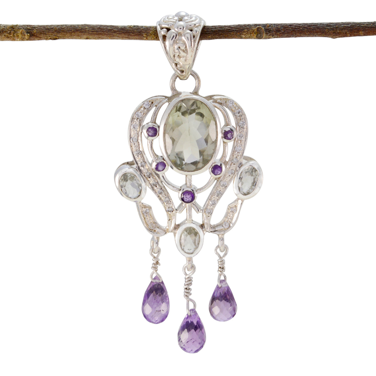 Multi Stone Essential African Sterling Silver multiple multicolor Pendant Главное изображение товара