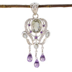 Multi Stone Essential African Sterling Silver multiple multicolor Pendant