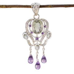 Multi Stone Essential African Sterling Silver multiple multicolor Pendant