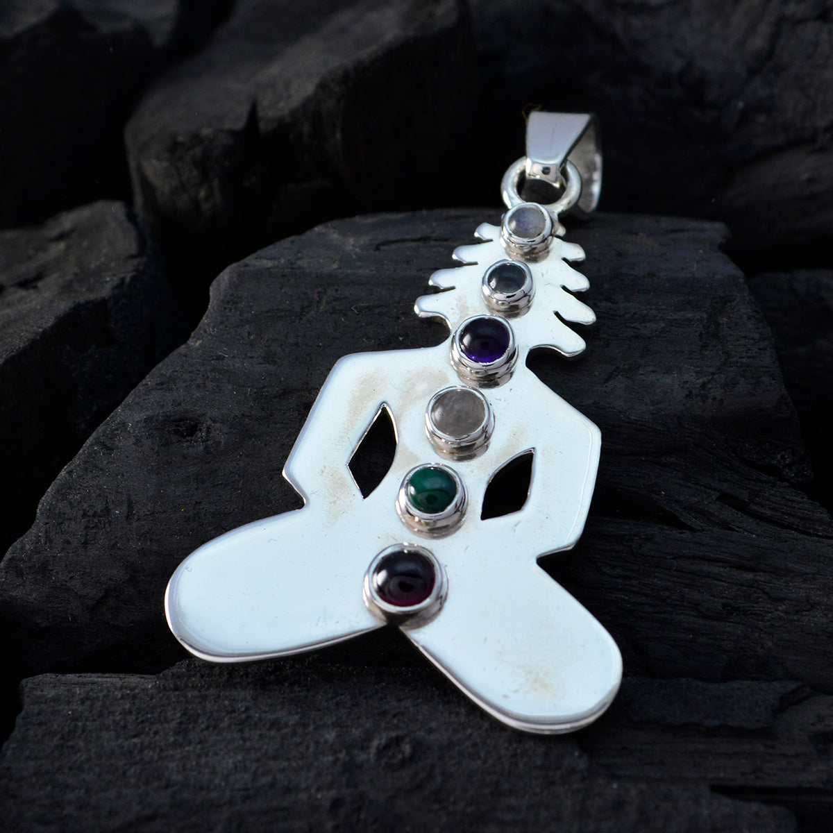 Multi Stone Essential Turkish 92.5 Silver Solitaire Isadora Fairytale multicolor Pendant Jewellery